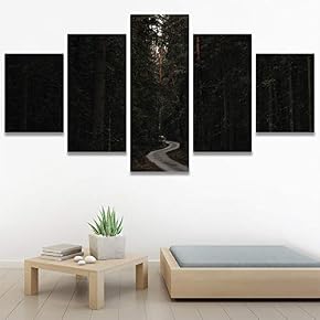 SIGNWIN 5 Panel Canvas Wall Art Green Forest...