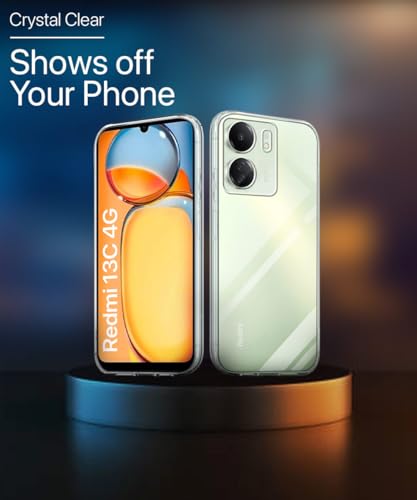 Image of WOW IMAGINE Crystal Clear Transparent Back Case Cover for Redmi 13C 4G | Poco C65 | Full Device & Camera Protection Shockproof TPU Silicone Back Cover Case - Transparent