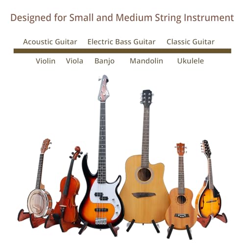 Travel Guitar Stand, Guitar Stand, Acoustic Guitar Stand with Padded Foam, Classical Electric Guitar Stand,Folding Bass Guitar Display Stand Compatible with Mandolin, Bass, Banjo, Ukulele,Rabbit-Shape Patented - Thumbnail 5