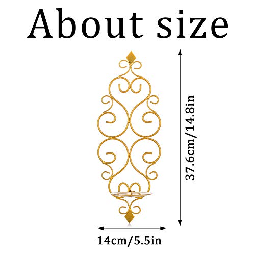 Sziqiqi Iron Wall Candle Sconce Holder Set of 2 Hanging Wall Mounted Pillar Candle Sconces Holder, Wall Sconces Decor for Bedroom Dining Room, Gold by Sziqiqi - Image 6