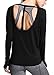 Ssyiz Women's Long Sleeve Stretchy Top Solid Color Fashion T Shirt,Black,Small