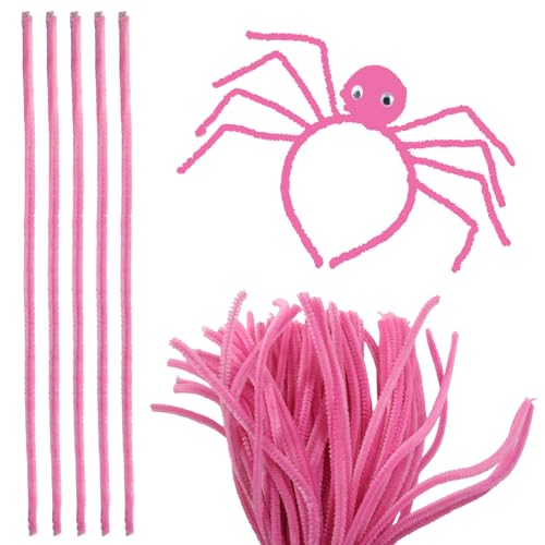suiwotin 200pcs Pipe Cleaners Chenille Stems- 12 Inch x 6mm Fuzzy Craft Sticks for DIY Projects & Holiday Decor, Flowers Making (Pink)