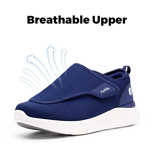 Fitville Diabetic Shoes For Men Extra Wide Slip-On Shoes For Swollen Feet Adjustable Walking Shoes For Elderly Foot Pain Relief Neuropathy - Easytop Wings #TOP5