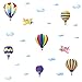 Adesivi decorativi per camera dei bambini, con 6 palloncini ad aria calda, 2 aerei, carta da parati rimovibile rimovibile per bambini, camera da letto, soggiorno