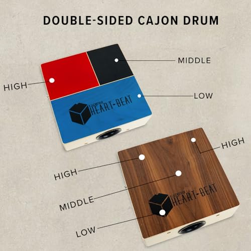 Image of Kadence C-69 Heartbeat Dual Sided Travel Cajon | Bongo & String Effects | Birch Wood Body & Walnut Head | Compact Instrument with Detachable Strap | Includes Learning Course | Multicolor