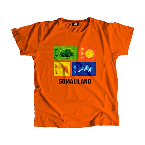 T-shirt Somaliland Seasons Orange Anti-Affadissement Coupe Mixte