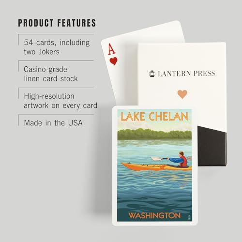 Naipes Lake Chelan Washington Escena Kayak Póker 52 miniatura 3