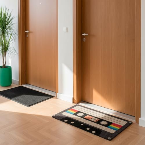 Fisura - Fußmatte außen Kassettenband Fußmatte aus Kokosnuss mit Rutschfester PVC-Rückseite. Fußabtreter für den Eingang. Handbemalt. Abmessungen:70 x 40. Farbe: Verschiedene.