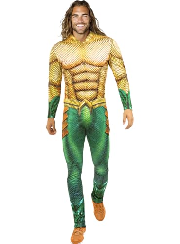 Funidelia | Disfraz de Aquaman para hombre Superhéroes, DC Comics, Liga de la Justicia - Disfraz para adultos y divertidos accesorios para Fiestas, Carnaval y Halloween - Talla XL - Dorado