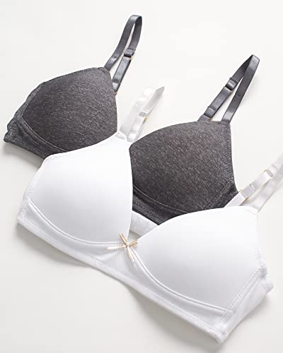 Nicole Miller Girls Training Bras - 4 Pack Molded Microfiber A-Cup Bra, Adjustable Straps - No Wire Bra for Girls (30A-36A)2