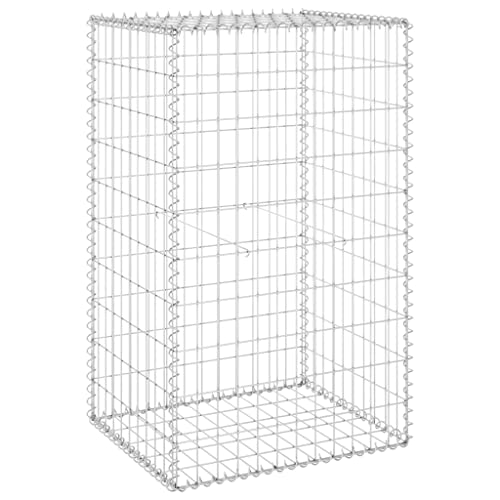 vidaXL Gabion Basket with Lids, Galvanised Steel Gabion Wall, Rectangular Gabion Cage for Garden, High Load Capacity, 23,6' x19,7 x39,4