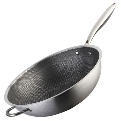 Wok de acero inoxidable con asas y superficie antiadherente