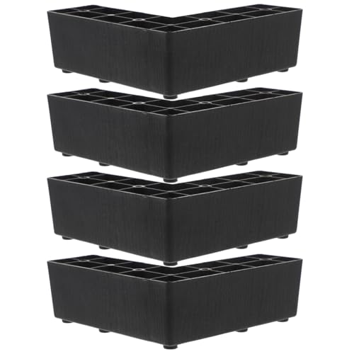 jojofuny 4 soportes de plástico para muebles, patas de sofá, cama, bloques de elevación negros para sofá esquinero