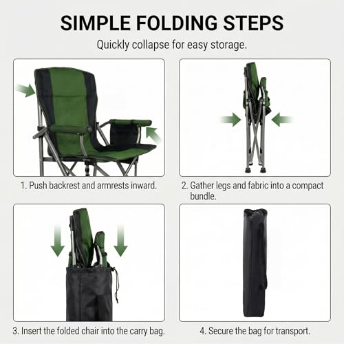 Silla de Camping Plegable XAOYAO Resistente 400 Libras con Porta Vaso y Bolsillo Lateral, Portátil, Azul miniatura 7