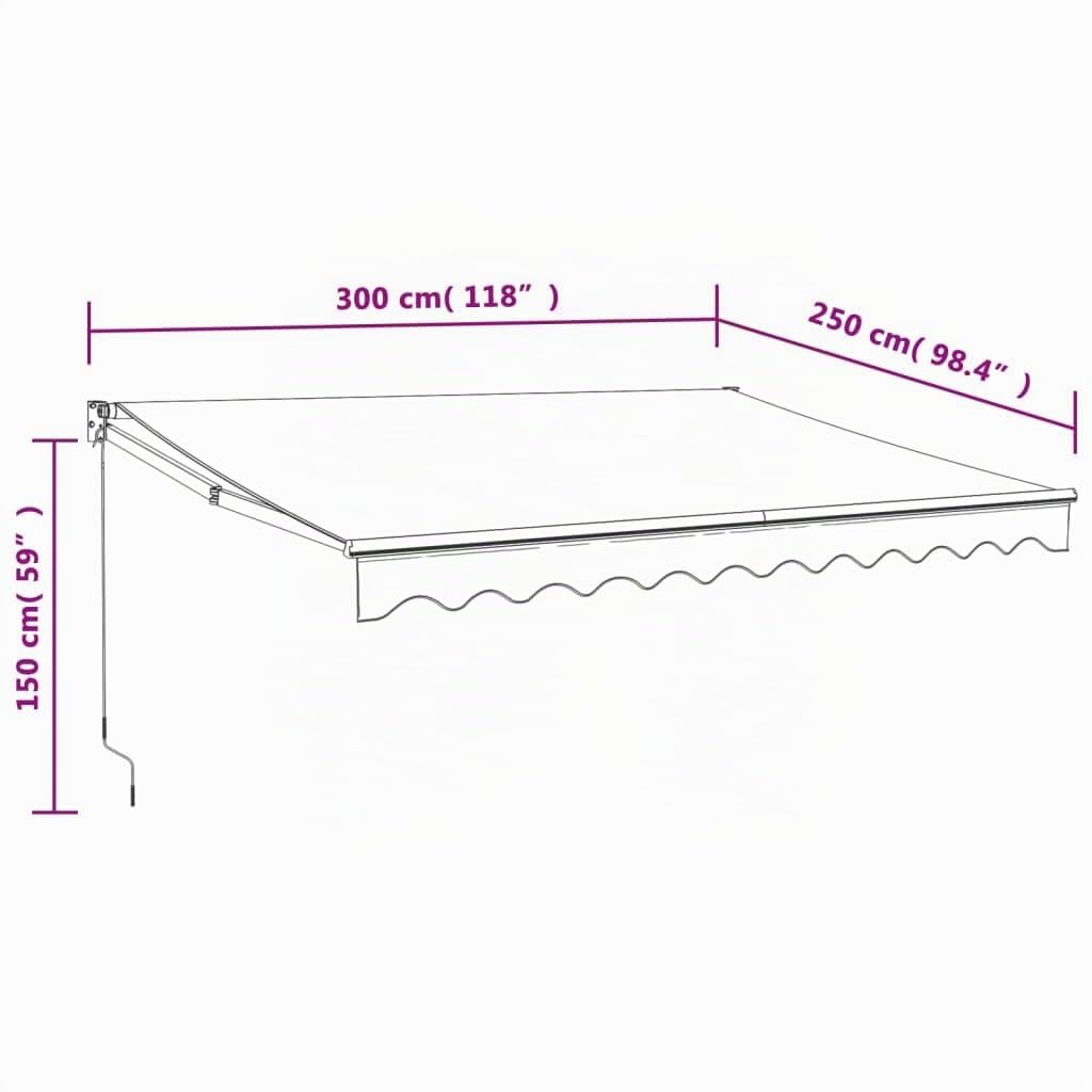 Store Banne Motorisé, Store Banne électrique Auvent rétractable Automatique crème 3x2,5 m