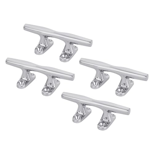 White Water 53040CZ-4PK 4-Inch Herreshoff Boat Cleat – Chrome-Plated Zamak Open Base Cleat for Light-Duty Tie-Downs, Crafts & Décor – Clean Finish, Easy Install for Home or Boat Use, 4 Pack