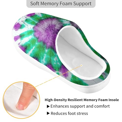 House Fuzzy Slippers Tie-dye Green Purple Anti-Slip Warm Shoes for Womens and Men 208620612