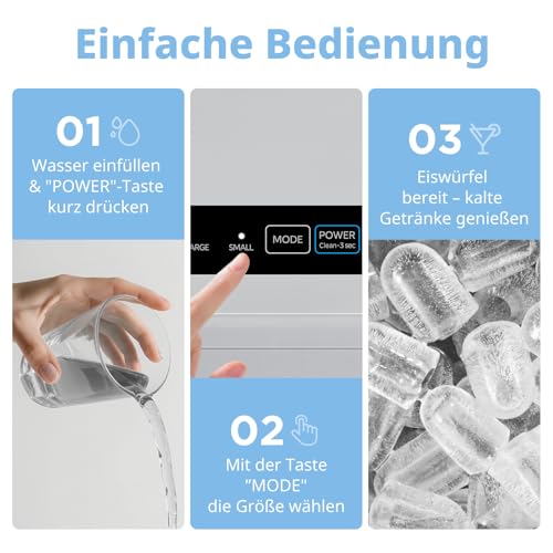 Foto von Comfee Eiswürfelmaschine, Ice maker, 12 kg/24 Std.,Selbstreinigungsfunktion
