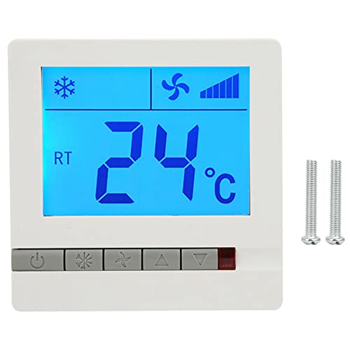 Termostato digital LCD Controlador de temperatura de alta precisión con gran pantalla retroiluminada azul para unidad fan coil de aire acondicionado central ABS PC Material