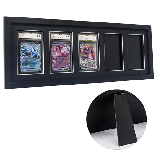 FramePro PSA Graded Card Display Frame, Wall Mount Baseball Trading Card Display Case ONLY fit for PSA Slabs, Display for Basketball Football Hockey Pokemon MTG Yugioh Cards 5 PSA