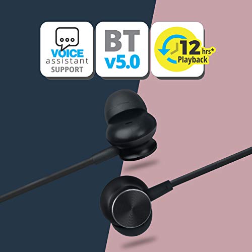Image of ZEBRONICS Zeb-Slinger in Ear Wireless Neckband Earphone Supporting Bluetooth 5.0, Up to 12 Hours Playback, Voice Assistant, for All iPhones /Smartphones /Tablets (Black)