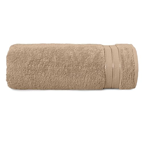 Image of Elegant Comfort Three Line Popcorn Towel Set for Bathroom 35 x 70 inches, Premium Hotel Quality 1-Pack Jumbo Towels, 100% Turkish Cotton, Soft and Durable, Quick Dry and Highly Absorbent, Tan