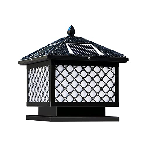 HEBXMF Quadratische Innenhof-Säulenleuchten im Freien, Solar-Aluminium-Säulenmastlampe, LED-Sockelleuchte, Villa-Zaundeck-Pollerleuchte,...