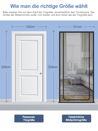 Cat Screen Katzennetz für Balkon, Haustiere Bildschirm Tür, verhindern, DASS Katzen aus Laufen, Katze Mesh Tür Bildschirm für Wohnzimmer, Schlafzimmer, Küche (Passende Türgröße: 100cm x 210cm)