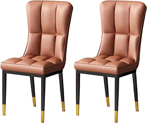Paquete de 2 sillas nórdicas acolchadas de poliuretano para comedor y oficina, elegante marco de hierro negro y dorado, sillas versátiles para maquillaje y escritorio para hotel/restaurante, diseño