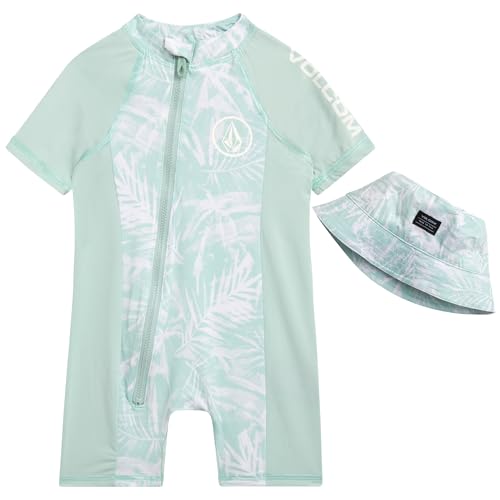 Image of Volcom Baby Boys Rashguard Wetsuit - UPF 50+ One Piece Short Sleeve Sunsuit Bathing Suit - Sun Protection Swimwear (12M-4T)