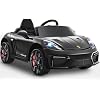 First Ride On Licensed Porsche 718 12V Electric Car for Kids, Ride on Toys for Toddler, Child Ride on Car w/Parent Remote, Led Lights, Openable Doors, MP3 Player, Smooth Start, 3 Speeds Black