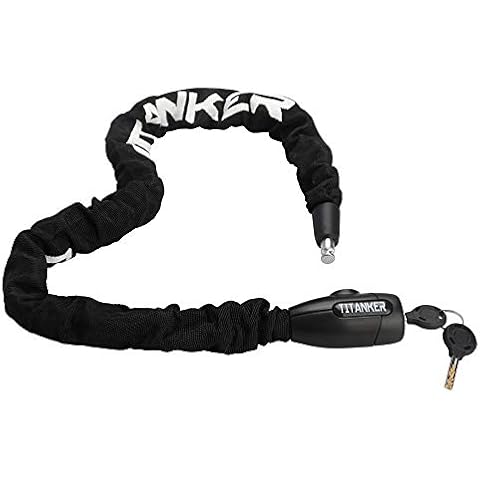 Titanker Bike Chain Lock, 8mm Thick Security Anti-Theft Bike Lock Chain with Keys Bicycle Chain Lock Bike Locks for Bike, Motorcycle, Bicycle, Door, Gate, Fence, Grill (3.3ft, 8mm Thick Chain) Cover