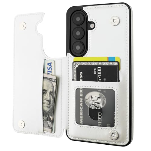 ONETOP for Samsung Galaxy S26 Wallet Case with Card Holder,White