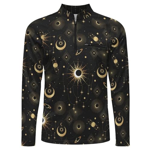 Gold Astrology Mystical Elements Men's Sun Protection Shirts UV SPF UPF 50+ Long Sleeve Rash Guard Lightweight4