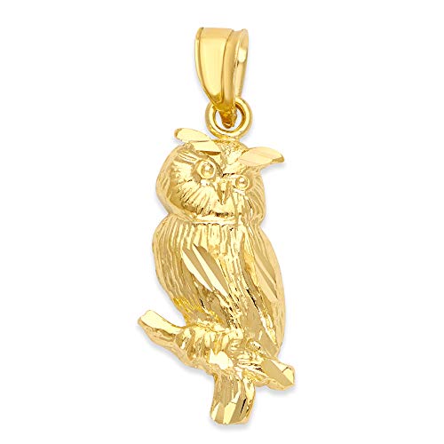 10k Real Solid Gold Owl Pendant image