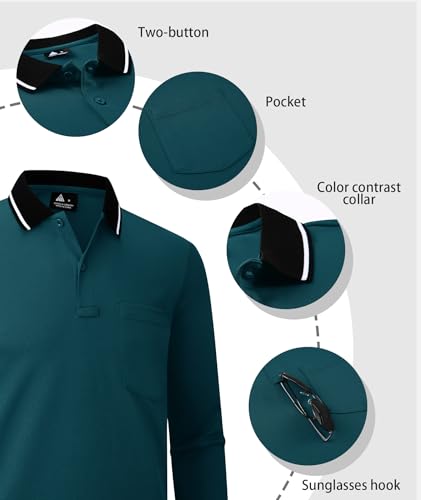 ZITY 3 Pack Men Polo Shirts Long Sleeve with Pocket Golf Shirts Shirts for Men Casual Work Athletic Collared T-Shirts3