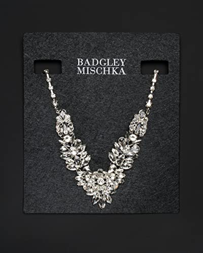 Badgley Mischka Women's Necklace - Crystal Cluster Design Chunky Elegant Statement Bib Flower Collar Necklace Costume Jewelry, White #TOP4