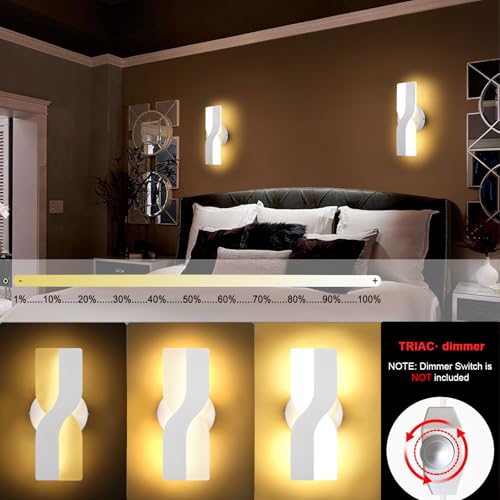 Image of Kawell 12W Minimalist LED Wall Light 1%-100% Dimming Modern Wall Sconce Hardwired Indoor Wall Lamp Square for Bedside Hallway Study Kitchen (Warm White)