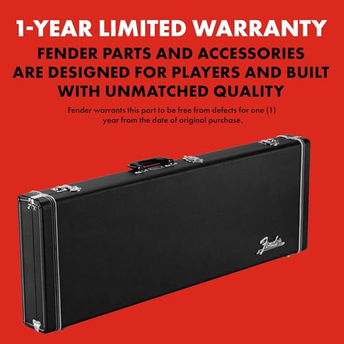 Fender Classic Series Holzkoffer für E-Gitarre, Hartschalenkoffer für Stratocaster und Telecaster,Transportkoffer, GitarrenKoffer, Schutzhülle für E-Gitarre, Robuster Gitarrentransportkoffer, Schwarz