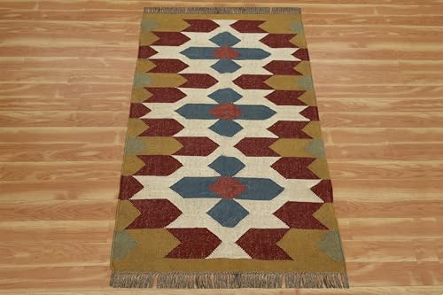Tapis géométrique en jute lavable à plat | Solution sol robuste