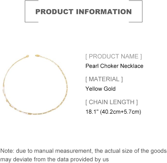 14K Gold Freshwater Pearl Choker Necklace for Women,Tiny Cultured White Pearl Beaded Chain,Fashion Jewelry Gift for Her - Image 2