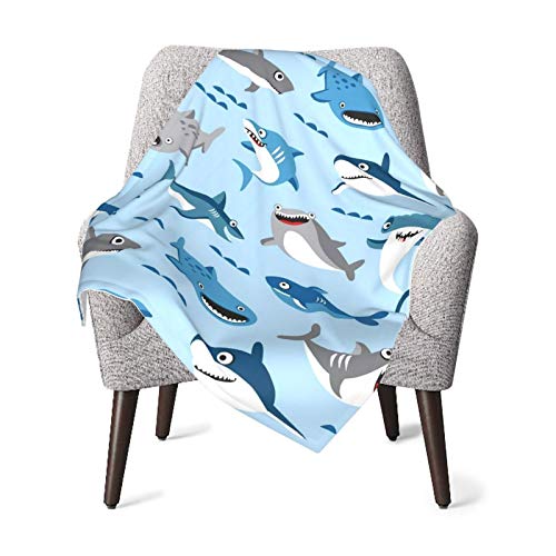 Colla Cute Shark Blue Baby Blankets for Boys, Girls, Super Soft Cozy Lightweight Plush Nursery Crib Blanket for Toddler, Infant, Newborn, Stroller Nap 30x40 Inches