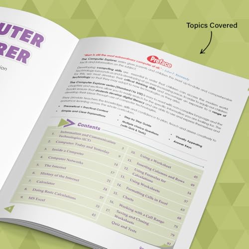 Image of Woodsnipe Basics of Computer Learning Book for Kids Age 11 to 12 | Class 7 | Learn Computer Networks, History of Internet and Ms Excel | Multiple Choice Questions | Quiz & Tests | Answers keys
