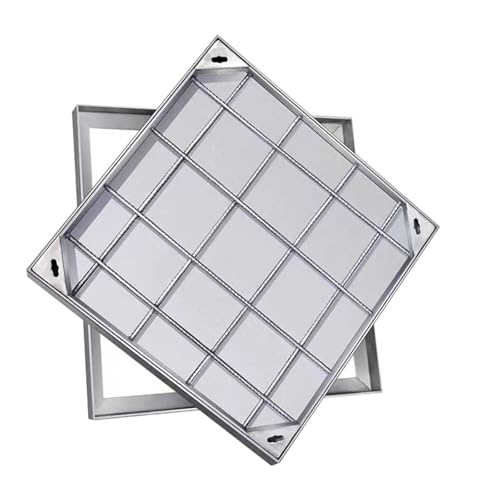 Couvercle de fosse septique anti-odeur encastrable en inox 50 x 50 cm avec base