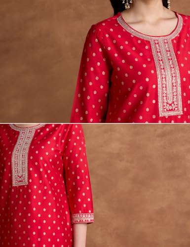 Image of Amazon Brand - Myx Women Embroidered Kurta Set with Designer Dupatta (Available in Plus Sizes)