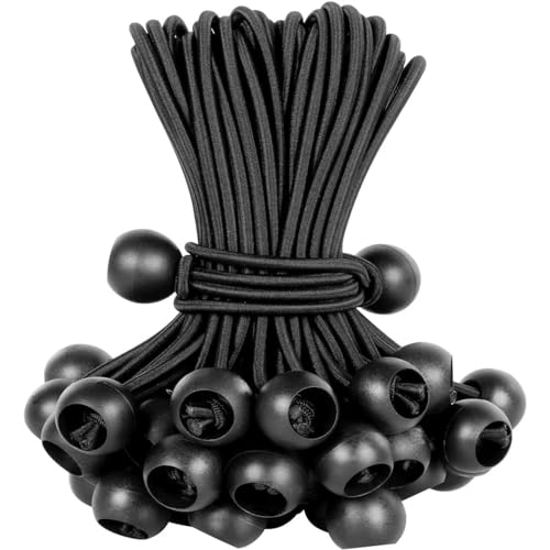 BYAMBD Colchoneta Recambio Exterior Trampolín 50 Bolas Elásticas, Cordón Negro para Lona De Dosel, con Cuerda Elástica para Dosel, Lona, ​​Correas, Tienda De Campaña, Postes Y Cables(10CM 4INCH)