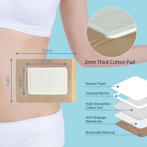 Image of 20Pcs Castor Oil Pack Wrap, Portable Castor Oil Packs, Disposable Castor Oil Patches, Anti Leakage Organic Cotton Castor Oil Pads for Stomach /Liver (Oil Not Included), 7.9 inch x 5.9 inch