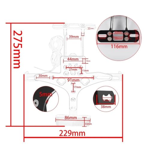 Support plaque moto universel inclinable en aluminium pour série Z et H2 - 6