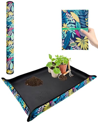 Whtawtaw Tapis de rempotage épais extra large, imperméable, 110,5 x 74,9 cm, tapis de jardinage Oxford pour plantes succulentes, plateau de rempotage pliable pour transplantation de plantes