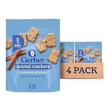 Gerber Animal Crackers, Snacks for Toddlers, Toddler Crackers, Vitamin E, Iron, Finger Foods, 4PK